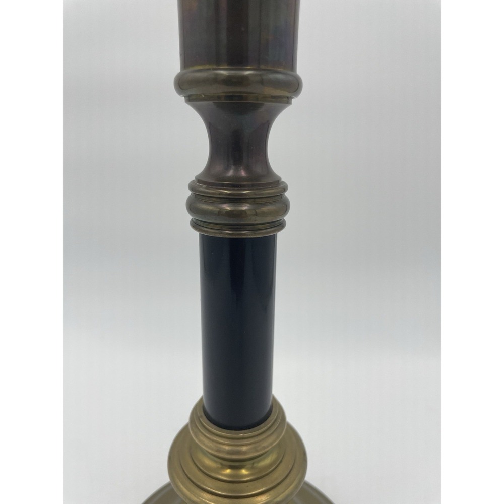 10in Vintage Mid Century Modern  Brass & Black Enamel‎ Taper Candle Stick Holder - Picture 5 of 8